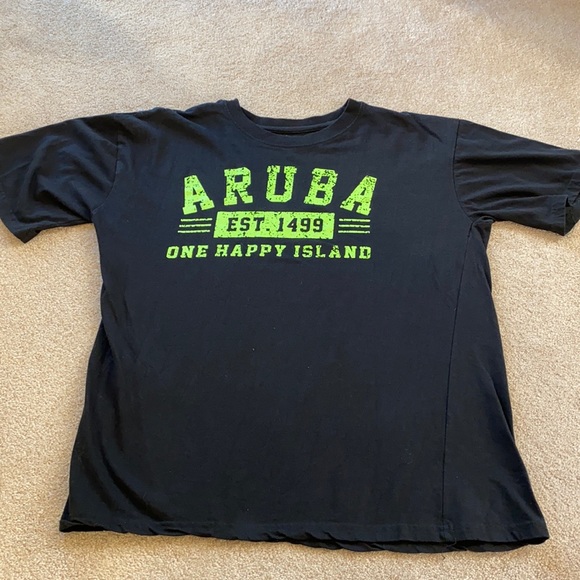 Aruba one happy island eat. 1499 athletic style men’s t-shirt XL black tee - Picture 2 of 4